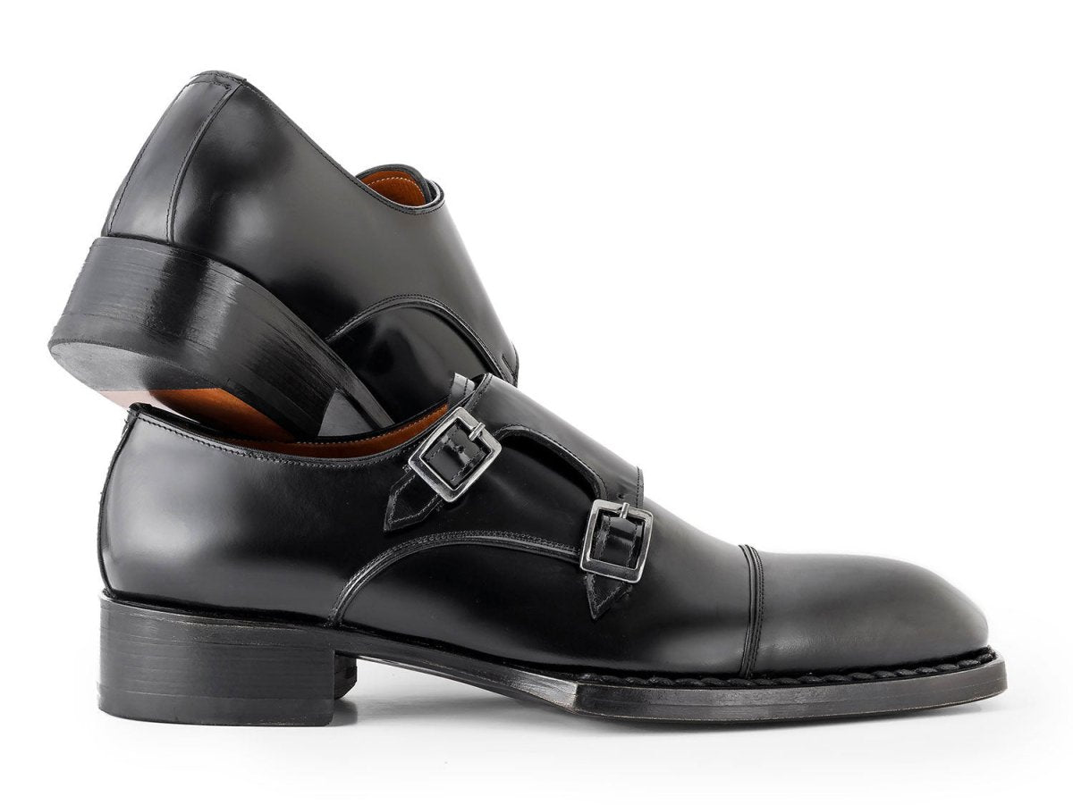 Paul Parkman Triple Leather Sole Hand - Welted Cap Toe Monkstraps Black (IdLx75mnk) by Paul Parkman – Don't Panic Shoes