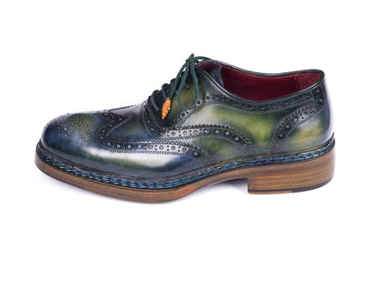 Paul Parkman Triple Leather Sole Wingtip Brogues Green And Blue (Id0225trp - Grn) by Paul Parkman – Don't Panic Shoes