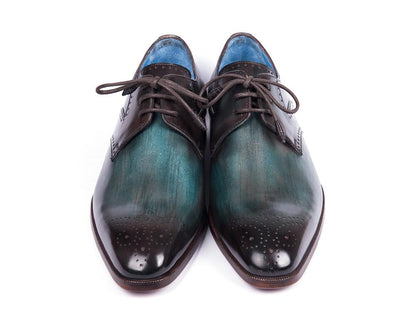 Paul Parkman Turquoise And Brown Medallion Toe Derby Shoes (Id6584 - Trq) by Paul Parkman – Don't Panic Shoes