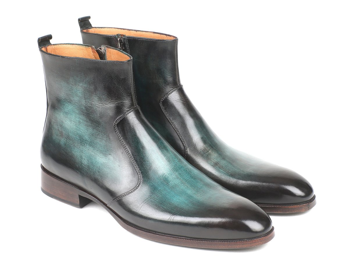 Paul Parkman Turquoise Burnished Side Zipper Boots (IdBt487trq) by Paul Parkman – Don't Panic Shoes