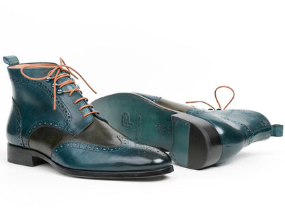 Paul Parkman Wingtip Ankle Boots Dual Tone Green And Blue (IdPt777grn) by Paul Parkman – Don't Panic Shoes