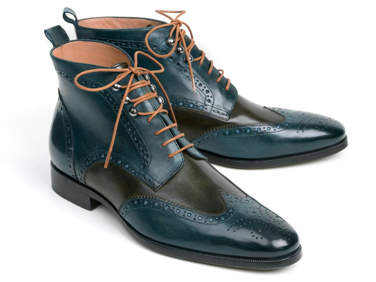 Paul Parkman Wingtip Ankle Boots Dual Tone Green And Blue (IdPt777grn) by Paul Parkman – Don't Panic Shoes