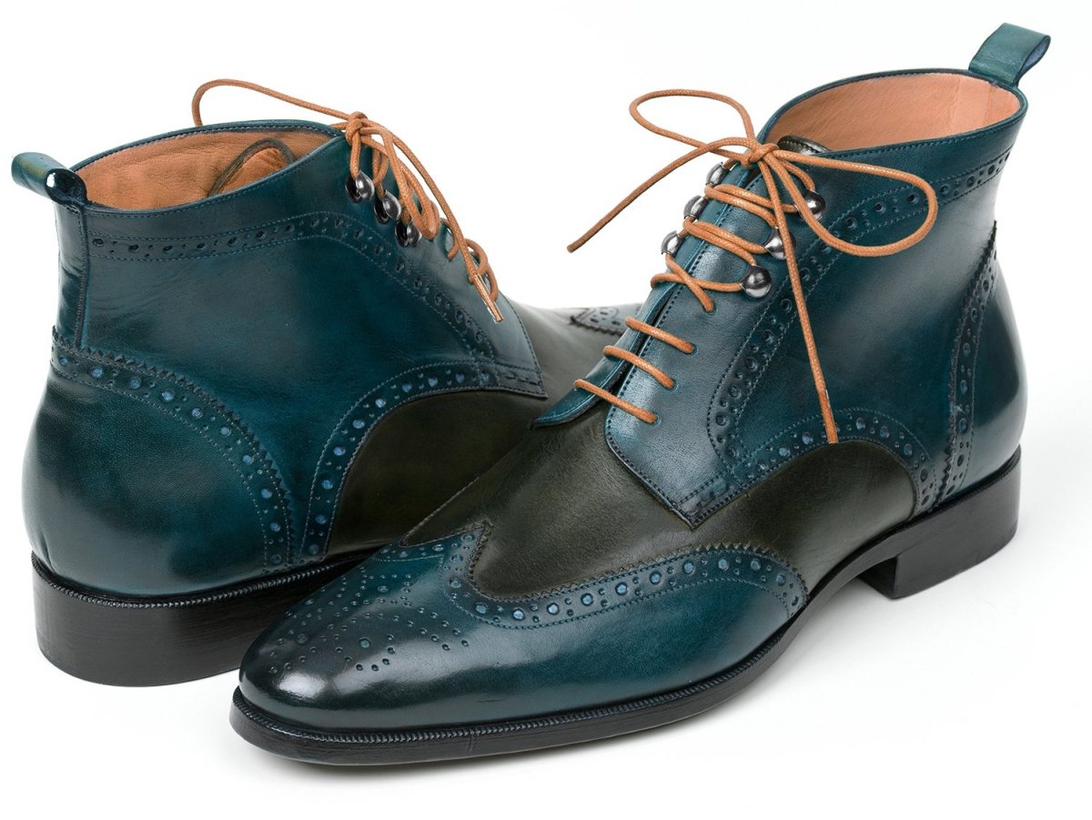 Paul Parkman Wingtip Ankle Boots Dual Tone Green And Blue (IdPt777grn) by Paul Parkman – Don't Panic Shoes