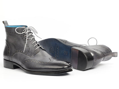 Paul Parkman Wingtip Ankle Boots Gray Hand - Painted (Id777 - Gray) by Paul Parkman – Don't Panic Shoes
