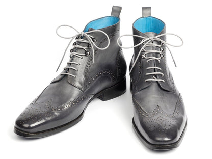 Paul Parkman Wingtip Ankle Boots Gray Hand - Painted (Id777 - Gray) by Paul Parkman – Don't Panic Shoes