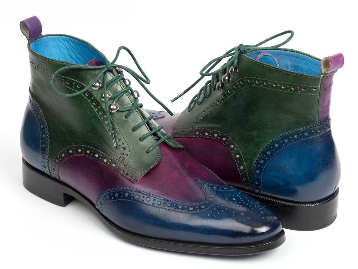 Paul Parkman Wingtip Ankle Boots Three Tone Blue Purple Green (Id777 - Blu - Prp) by Paul Parkman – Don't Panic Shoes