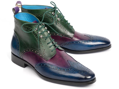 Paul Parkman Wingtip Ankle Boots Three Tone Blue Purple Green (Id777 - Blu - Prp) by Paul Parkman – Don't Panic Shoes