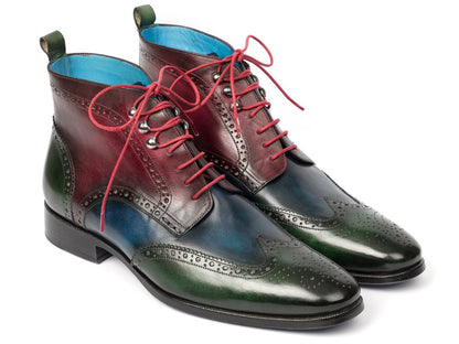 Paul Parkman Wingtip Ankle Boots Three Tone Green Blue Bordeaux (Id777 - Grn - Blu) by Paul Parkman – Don't Panic Shoes