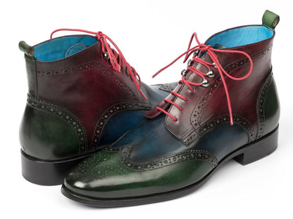 Paul Parkman Wingtip Ankle Boots Three Tone Green Blue Bordeaux (Id777 - Grn - Blu) by Paul Parkman – Don't Panic Shoes