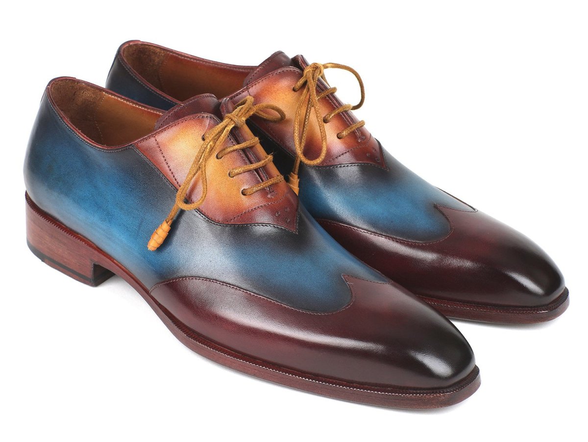 Paul Parkman WIngtip Leather Oxfords in Bordeaux, Blue And Camel Shoes by Paul Parkman – Don't Panic Shoes