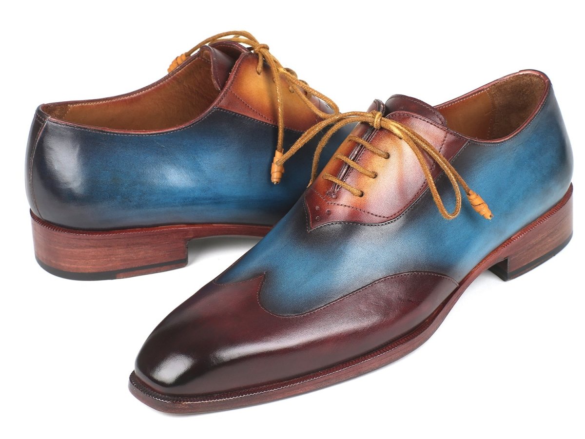 Paul Parkman WIngtip Leather Oxfords in Bordeaux, Blue And Camel Shoes by Paul Parkman – Don't Panic Shoes