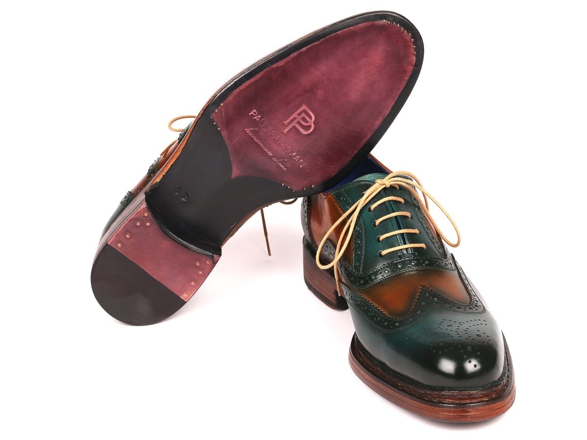 Paul Parkman Wingtip Oxfords Goodyear Welted Green And Tobacco (Id027 - Grn - Tab) by Paul Parkman – Don't Panic Shoes