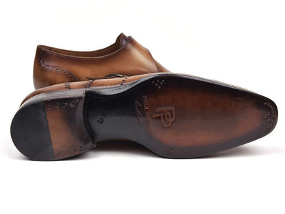 Paul Parkman Wingtip Single Monkstraps Brown And Camel (Id98f54 - Brw) by Paul Parkman – Don't Panic Shoes