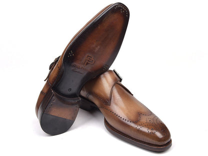 Paul Parkman Wingtip Single Monkstraps Brown And Camel (Id98f54 - Brw) by Paul Parkman – Don't Panic Shoes