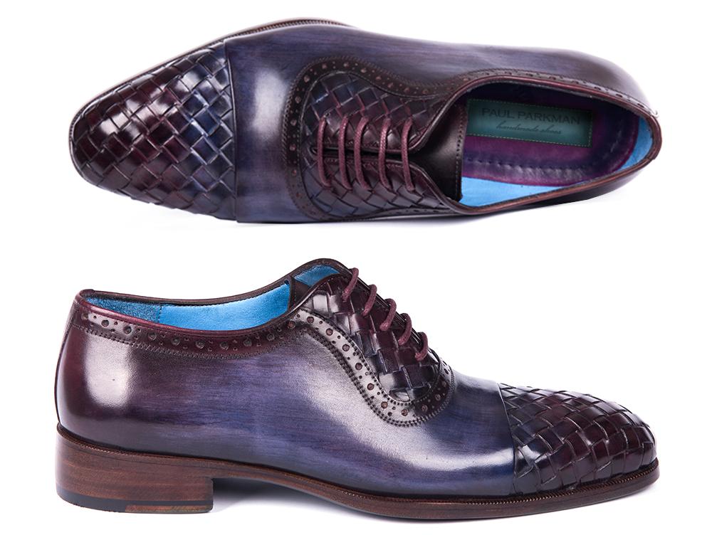 Paul Parkman Woven Leather Captoe Oxfords Navy And Purple (Id49851 - Navy) by Paul Parkman – Don't Panic Shoes