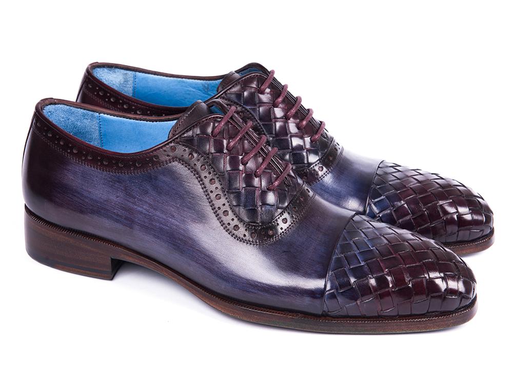Paul Parkman Woven Leather Captoe Oxfords Navy And Purple (Id49851 - Navy) by Paul Parkman – Don't Panic Shoes