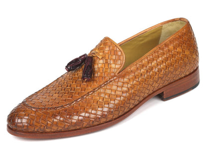 Paul Parkman Woven Leather Tassel Loafers Camel Colour (IdWvn44 - Cml) by Paul Parkman – Don't Panic Shoes