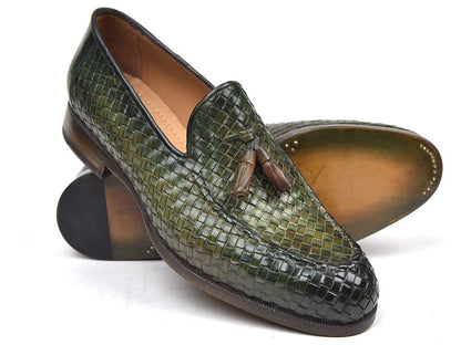 Paul Parkman Woven Leather Tassel Loafers Green (IdWvn44 - Grn) by Paul Parkman – Don't Panic Shoes