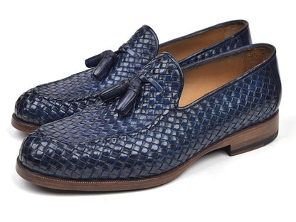 Paul Parkman Woven Leather Tassel Loafers Navy (IdWvn44 - Navy) by Paul Parkman – Don't Panic Shoes