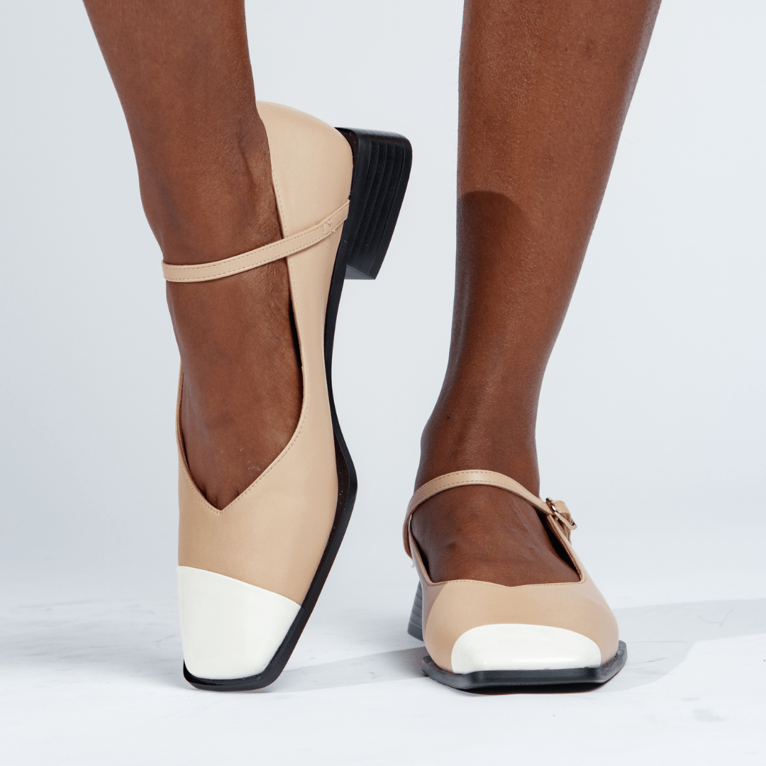 Penelope Mary Jane Flats Nude Shoes by Vaila Shoes – Don't Panic Shoes