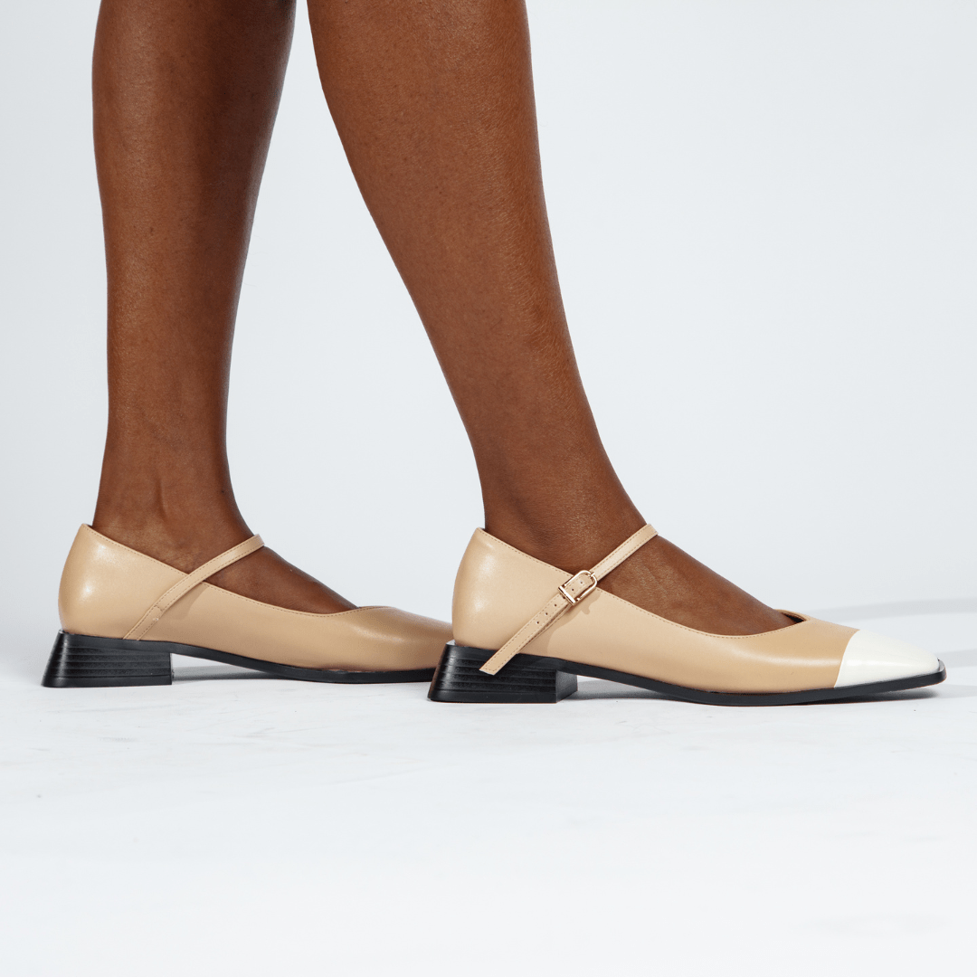 Penelope Mary Jane Flats Nude Shoes by Vaila Shoes – Don't Panic Shoes