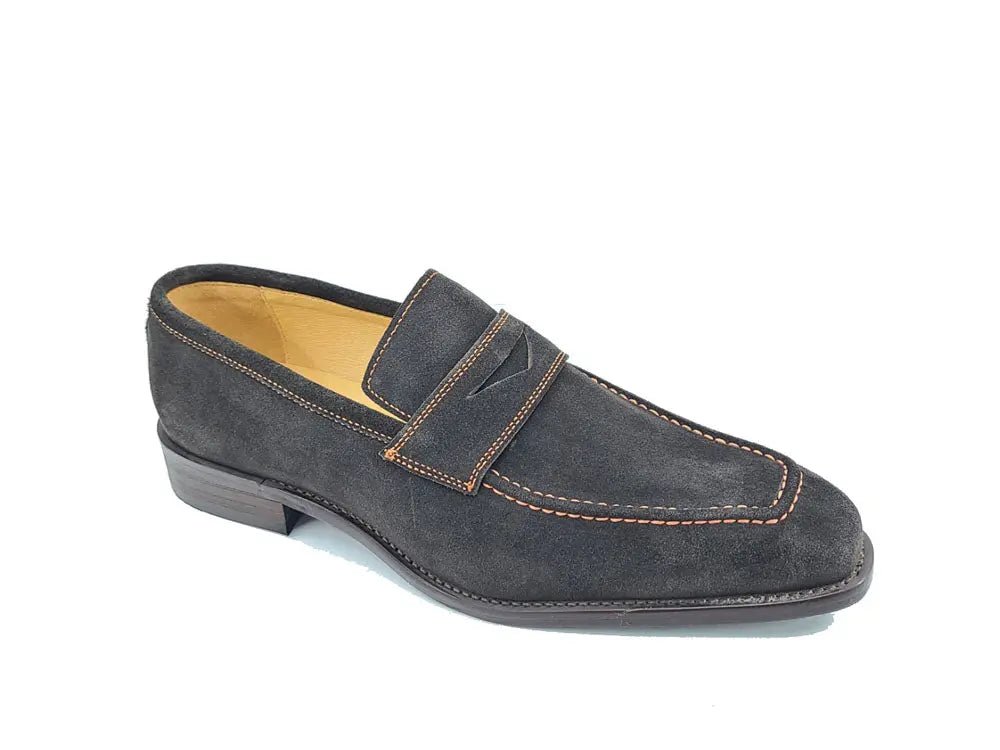 Penny Loafer Contrast Stitching Suede Comfort Ks509 - 36s Shoes by Carrucci Shoes – Don't Panic Shoes