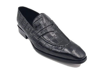 Penny Loafer Premium Alligator Embossed Calfskin Ks503 - 06 Shoes by Carrucci Shoes – Don't Panic Shoes