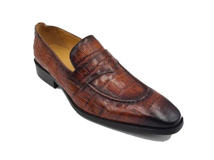 Penny Loafer Premium Alligator Embossed Calfskin Ks503 - 06 Shoes by Carrucci Shoes – Don't Panic Shoes