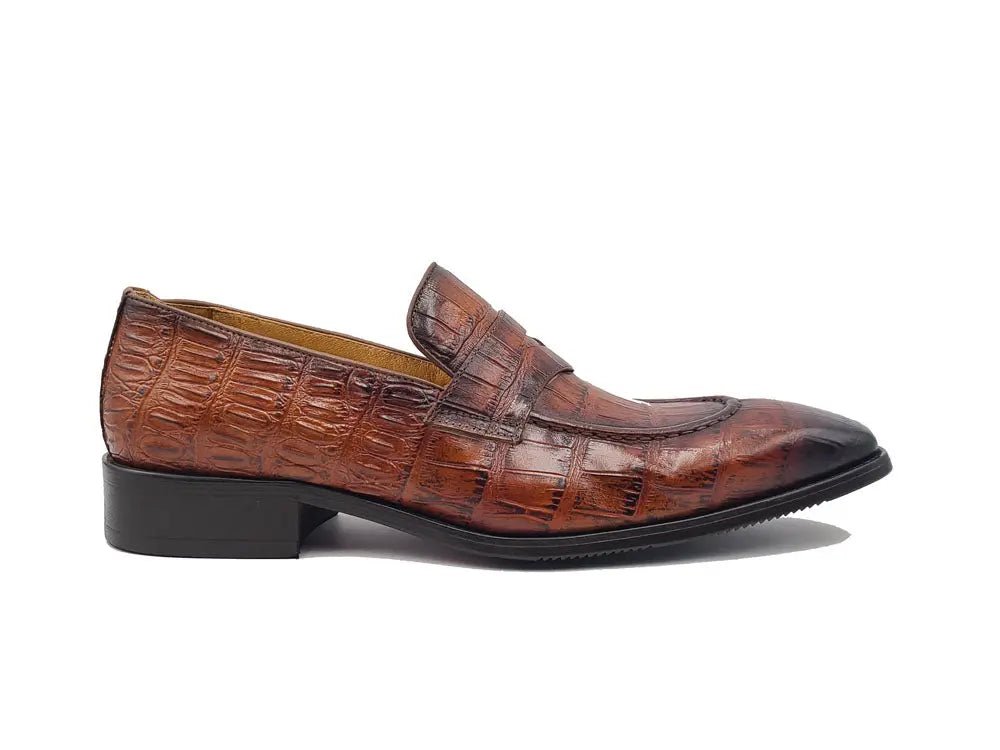 Penny Loafer Premium Alligator Embossed Calfskin Ks503 - 06 Shoes by Carrucci Shoes – Don't Panic Shoes