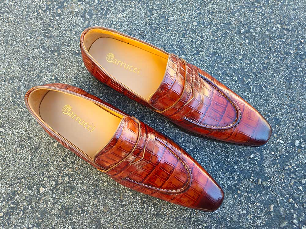 Penny Loafer Premium Alligator Embossed Calfskin Ks503 - 06 Shoes by Carrucci Shoes – Don't Panic Shoes