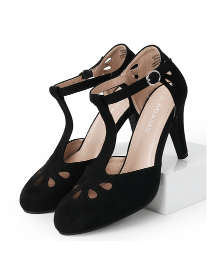Pepper | Black Suede Heels by J.Adams – Don't Panic Shoes