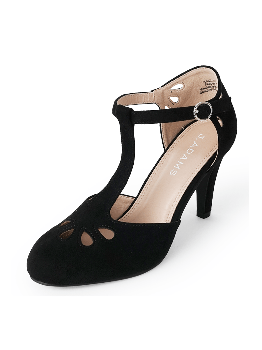 Pepper | Black Suede Heels by J.Adams – Don't Panic Shoes