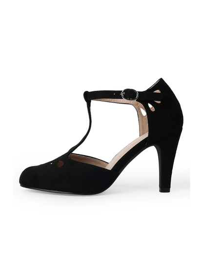 Pepper | Black Suede Heels by J.Adams – Don't Panic Shoes