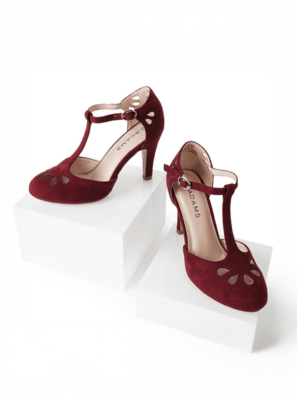 Pepper | Burgundy Suede Heels by J.Adams – Don't Panic Shoes