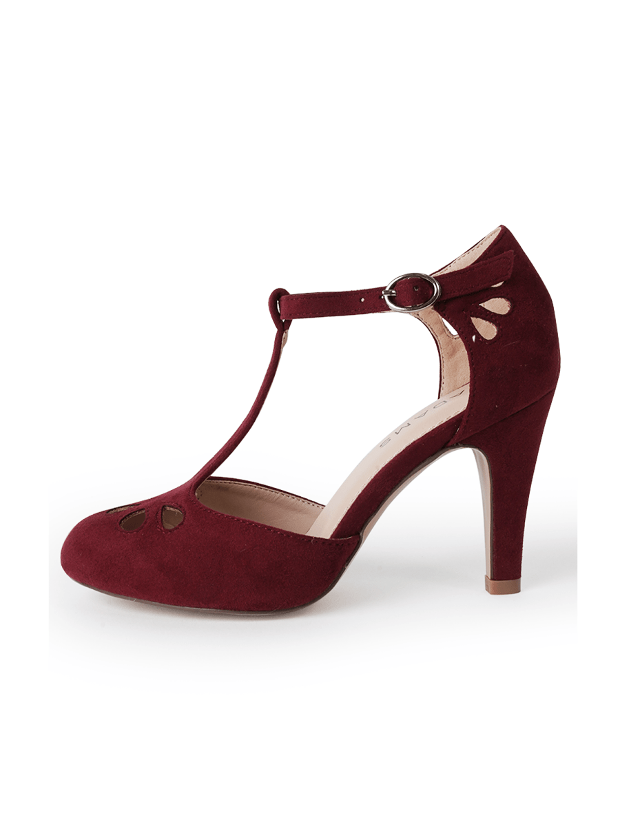 Pepper | Burgundy Suede Heels by J.Adams – Don't Panic Shoes