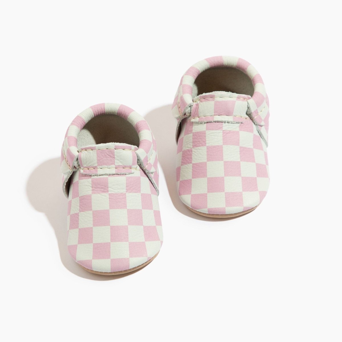 Petal Pink Check City Baby Shoe City Mocc by Freshly Picked – Don't Panic Shoes