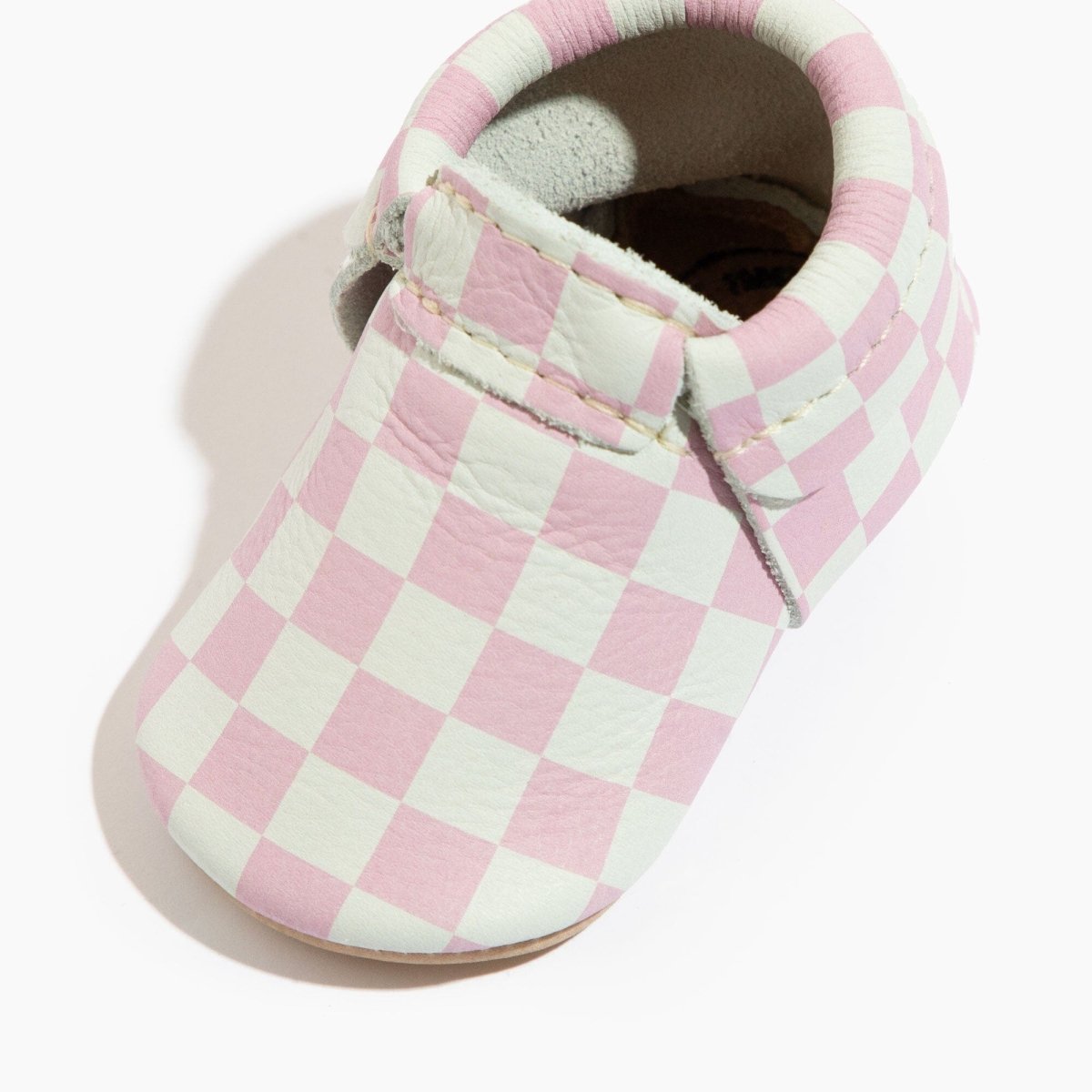 Petal Pink Check City Baby Shoe City Mocc by Freshly Picked – Don't Panic Shoes