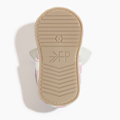 Petal Pink Check Knotted Bow Baby Shoe Knotted Bow Mocc by Freshly Picked – Don't Panic Shoes