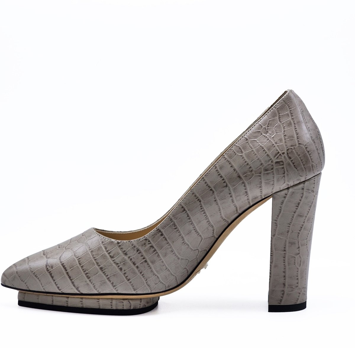 Pippa Platform Pump Women's Taupe Leather 4 Inch Heel Heels by Beautiisoles – Don't Panic Shoes