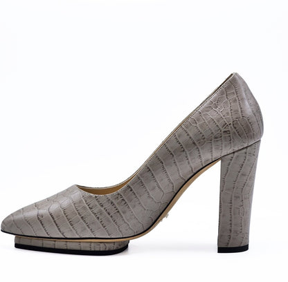 Pippa Platform Pump Women's Taupe Leather 4 Inch Heel Heels by Beautiisoles – Don't Panic Shoes