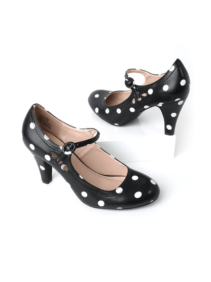 Pixie | Black Polkadot Heels by J.Adams – Don't Panic Shoes
