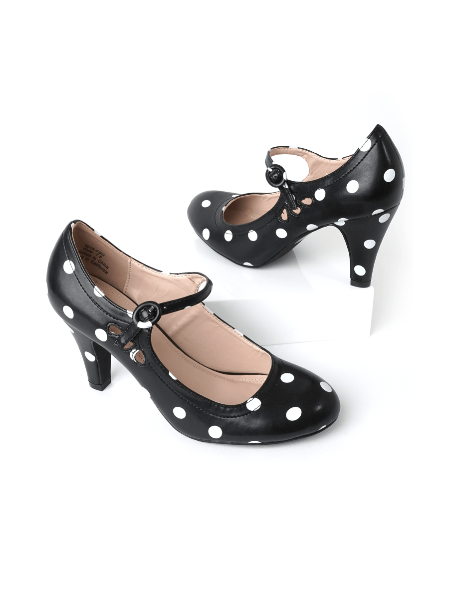 Pixie | Black Polkadot Heels by J.Adams – Don't Panic Shoes
