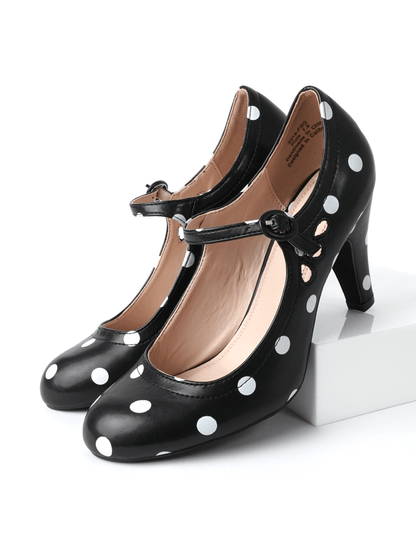 Pixie | Black Polkadot Heels by J.Adams – Don't Panic Shoes