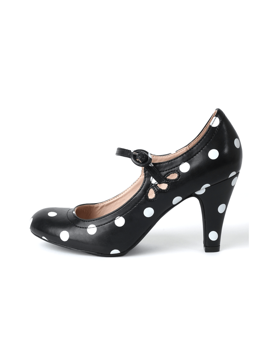 Pixie | Black Polkadot Heels by J.Adams – Don't Panic Shoes