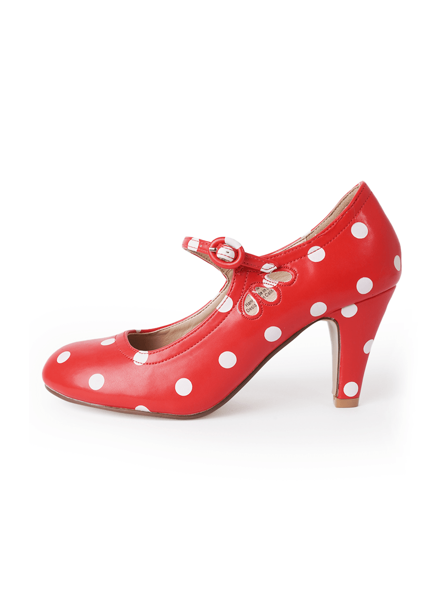 Pixie | Red Polkadot Heels by J.Adams – Don't Panic Shoes