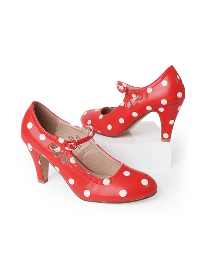 Pixie | Red Polkadot Heels by J.Adams – Don't Panic Shoes