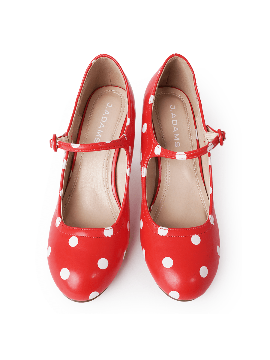 Pixie | Red Polkadot Heels by J.Adams – Don't Panic Shoes