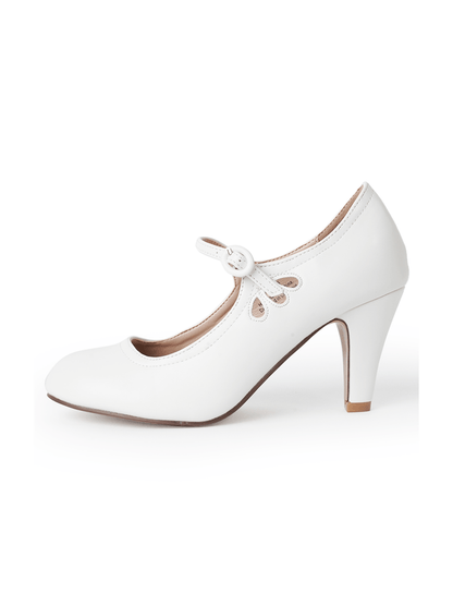 Pixie | White Heels by J.Adams – Don't Panic Shoes