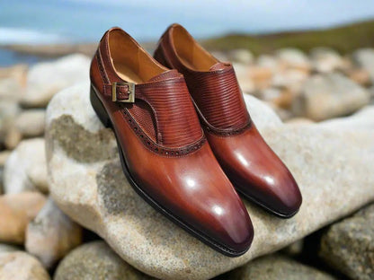 Plain Toe Single Monk Loafer Calf Leather Ks503 - 05 Shoes by Carrucci Shoes – Don't Panic Shoes