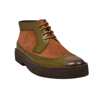 Thumbnail for British Walkers Custom Made Original Playboy Wingtips Men's Green Leather and Brown Suede High Tops
